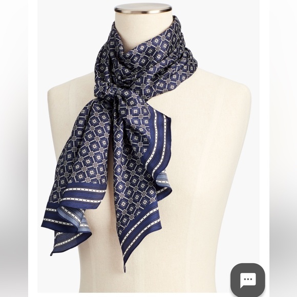 Talbots Diamond Foulard Scarf in India Ink Multi - Picture 1 of 5